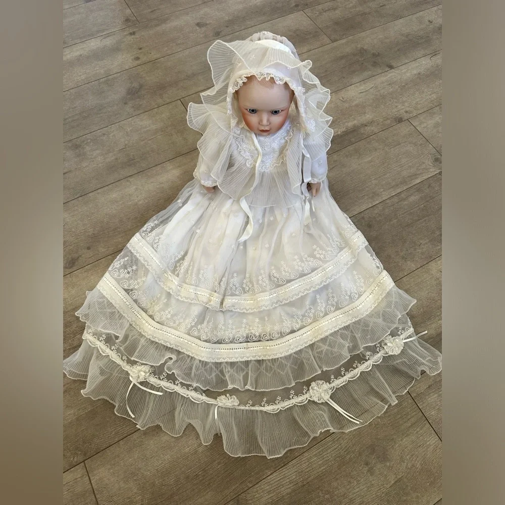 Vintage Danbury Mint Porcelain Christening Doll Baby